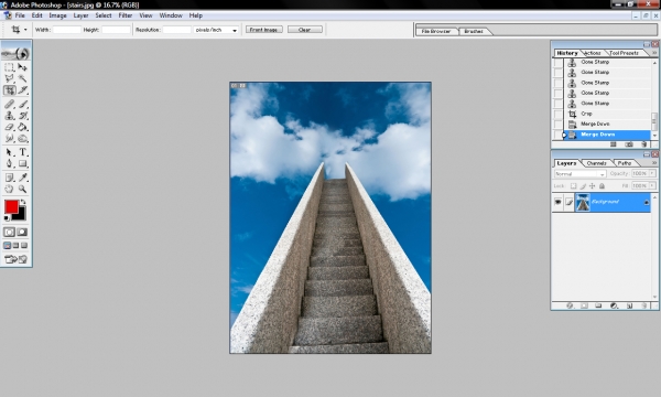 Creation of stair shaped clouds: Step 3